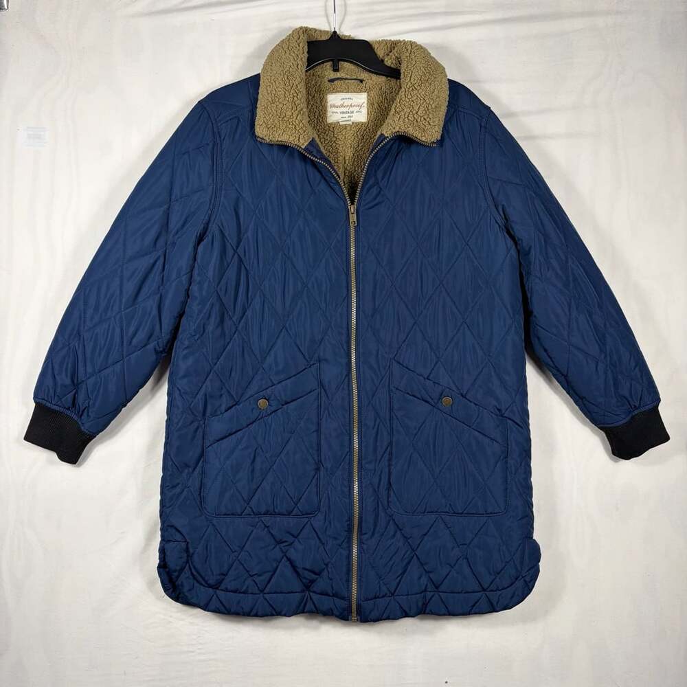 Weatherproof Vintage Quilted Jacket Size S Blue Faux Fur Lined